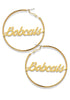 Team Mascot Gold Nameplate 2" Hoop Earrings