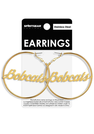 Team Mascot Gold Nameplate 2" Hoop Earrings