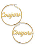 Team Mascot Gold Nameplate 2" Hoop Earrings