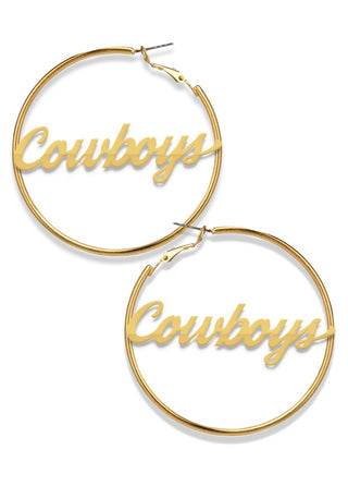 Team Mascot Gold Nameplate 2" Hoop Earrings