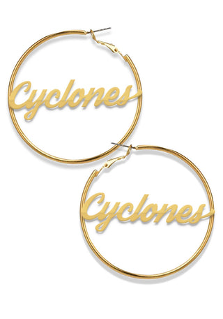 Team Mascot Gold Nameplate 2" Hoop Earrings