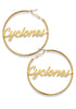 Team Mascot Gold Nameplate 2" Hoop Earrings