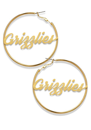 Montana Grizzlies Gold Nameplate 2" Hoop Earrings