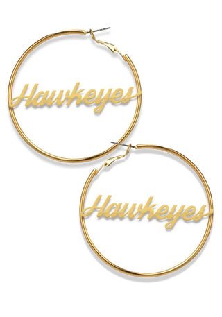 Team Mascot Gold Nameplate 2" Hoop Earrings