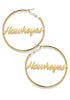 Team Mascot Gold Nameplate 2" Hoop Earrings