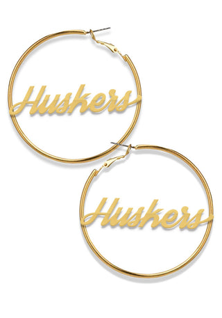 Team Mascot Gold Nameplate 2" Hoop Earrings