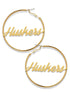 Team Mascot Gold Nameplate 2" Hoop Earrings