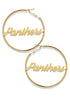 Team Mascot Gold Nameplate 2" Hoop Earrings