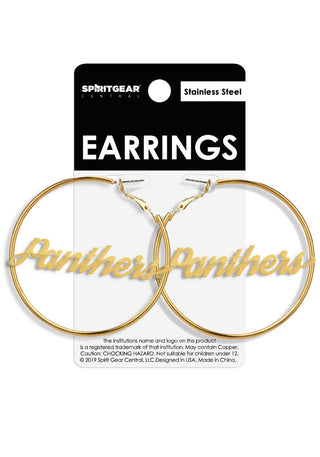 Northern Iowa Panthers Gold Nameplate 2" Hoop Earrings