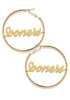 Team Mascot Gold Nameplate 2" Hoop Earrings