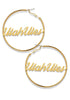 Utah Utes Gold Nameplate 2" Hoop Earrings