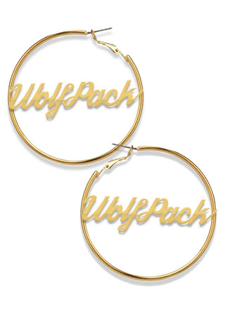 Team Mascot Gold Nameplate 2" Hoop Earrings