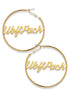 Nevada Wolf Pack Gold Nameplate 2" Hoop Earrings