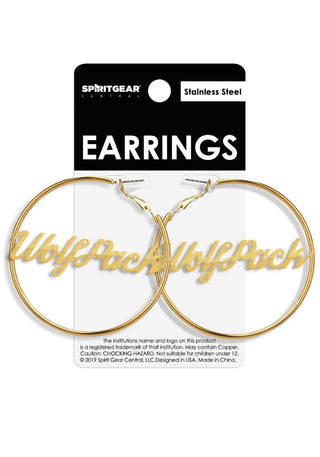 Team Mascot Gold Nameplate 2" Hoop Earrings