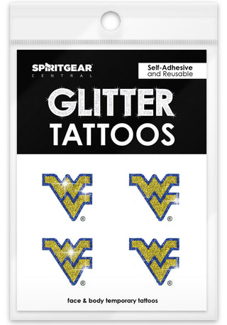 West Virginia Mountaineers Glitter Tattoos 4 Pack